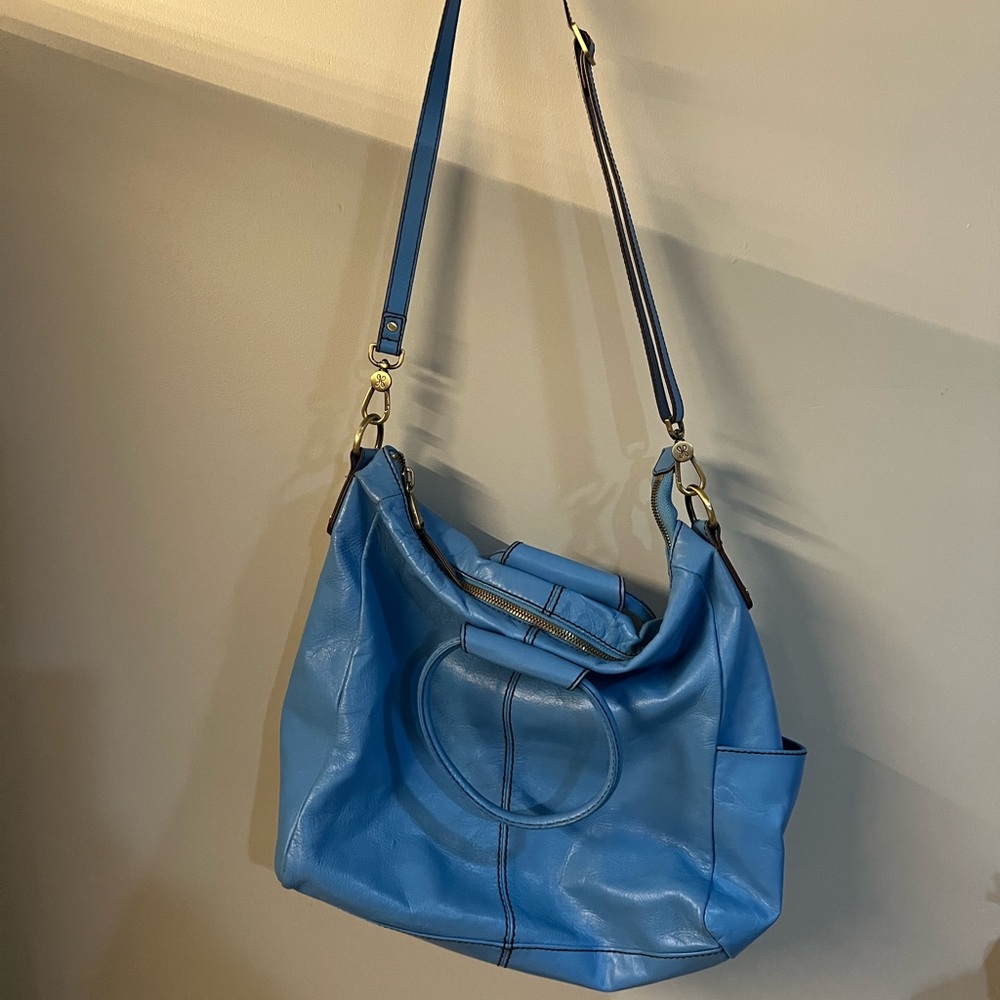 Hobo blue leather Crossbody purse